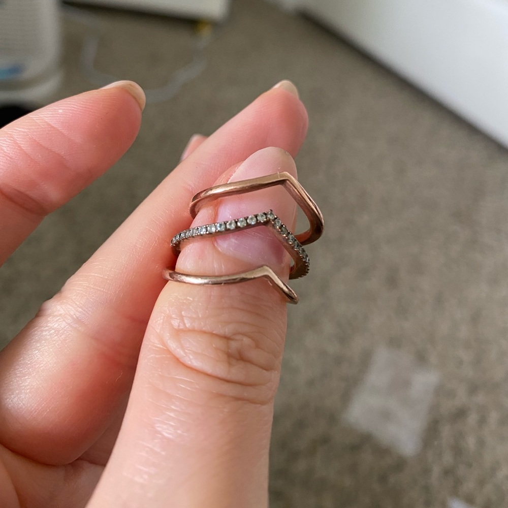 3 PANDORA ROSE GOLD WISHBONE RINGS - Picture 3 of 6